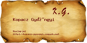 Kopacz Gyöngyi névjegykártya